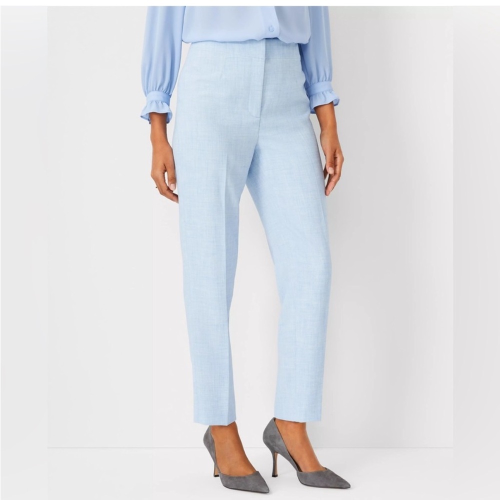 New Ann Taylor The Lana Light Blue slim ankle Pants in crosshatch  size 10.